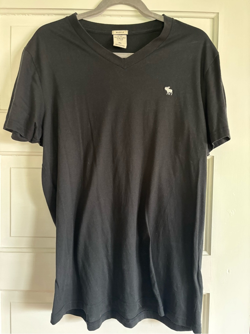 Abercrombie & Fitch Black V-Neck Tee with Small Logo